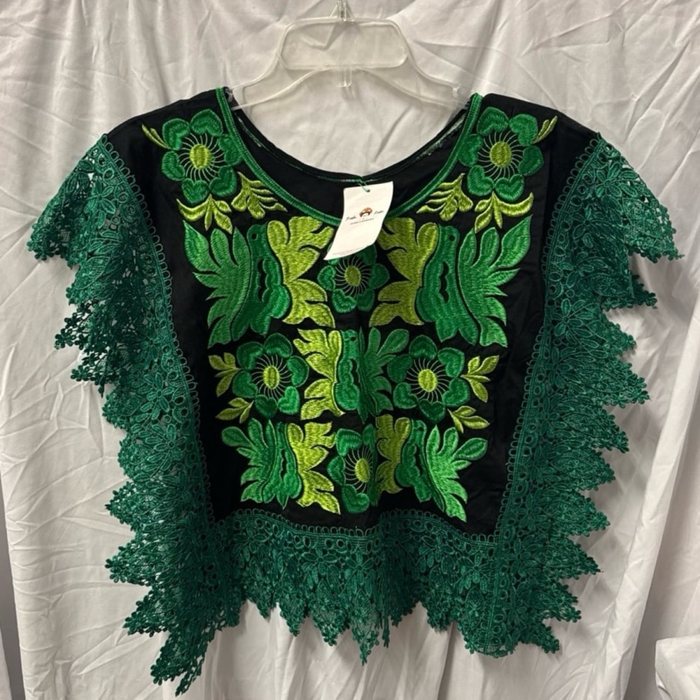 Embroidered Green Floral Women's TOP SEE ALL MADE IN MEXICO